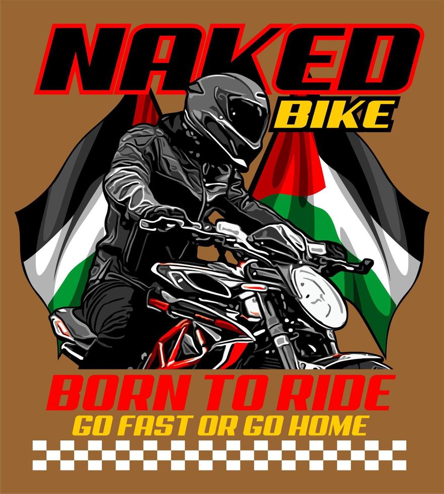 biker and flag vector template