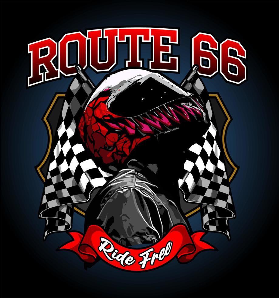 biker and ribbon with racing flag vector