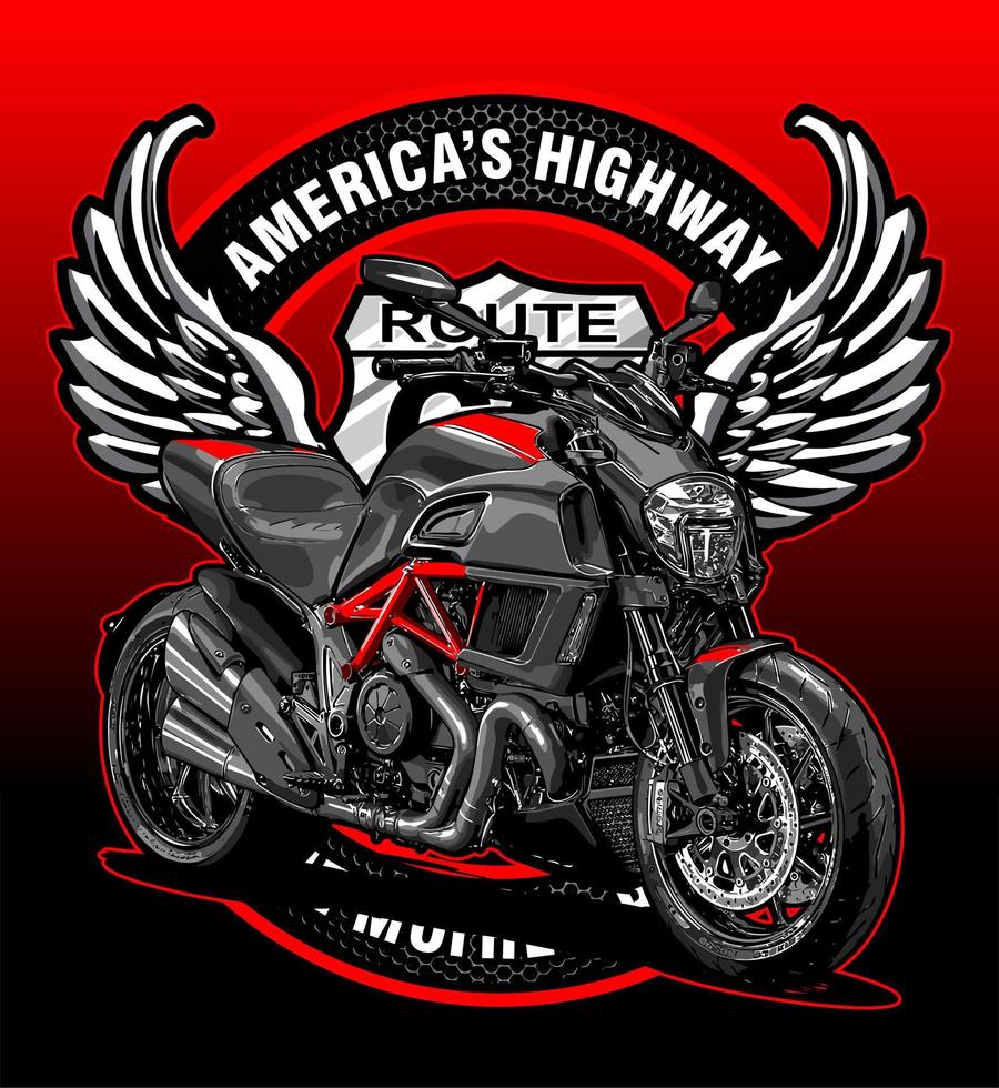 sport motorbike with wings vector