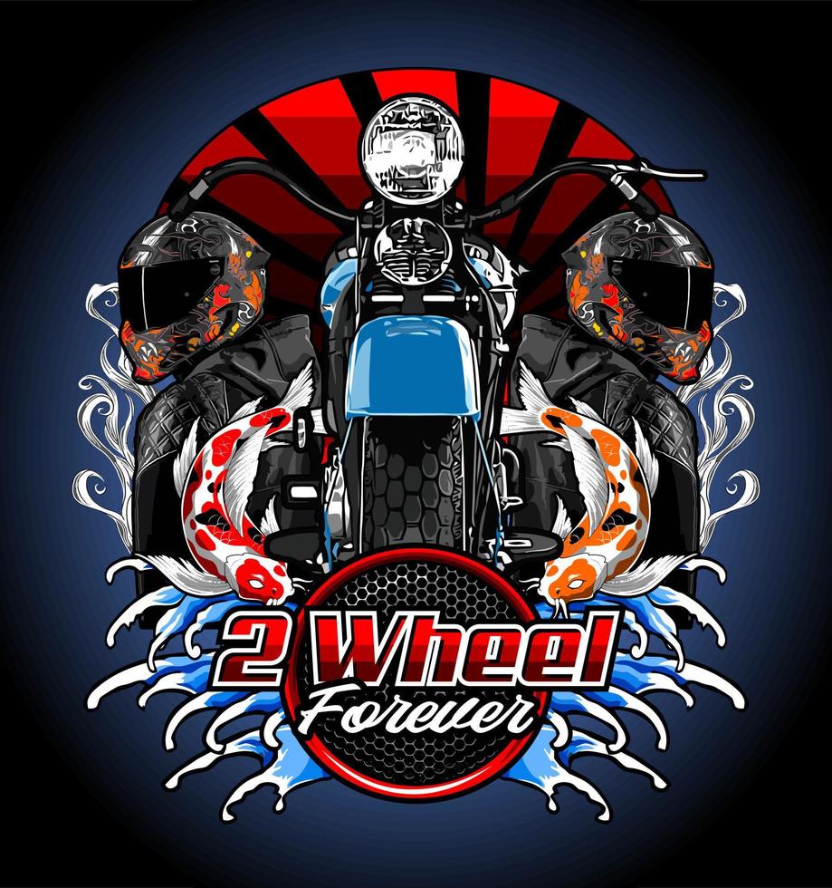 motorbike and koi fish vector
