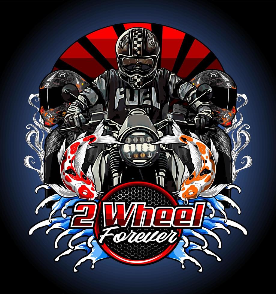 motorbike and koi fish vector