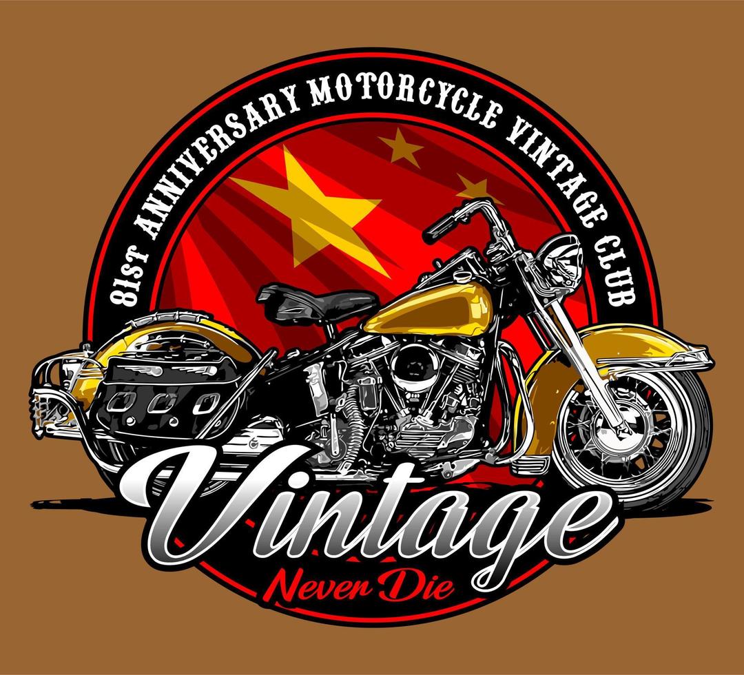classic motorcycle with flag vector