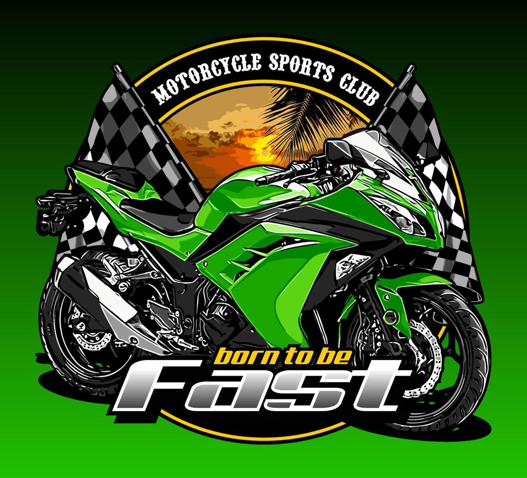 racing flag and motorcycle vector