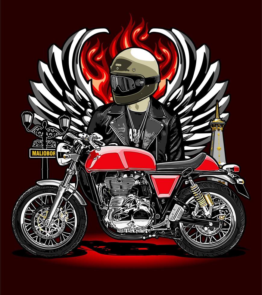 biker and motorcycle vector