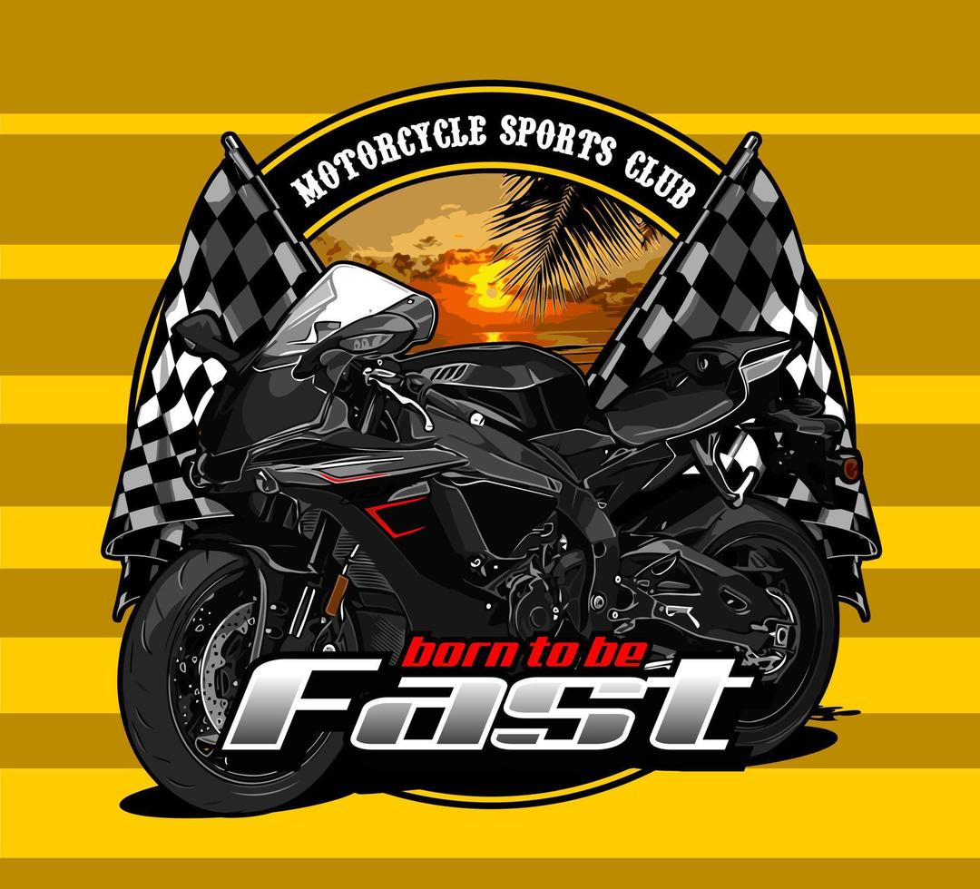racing flag and motorcycle vector