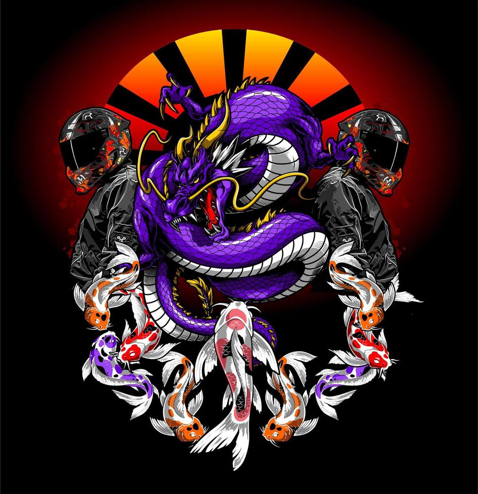 biker and dragon vector template