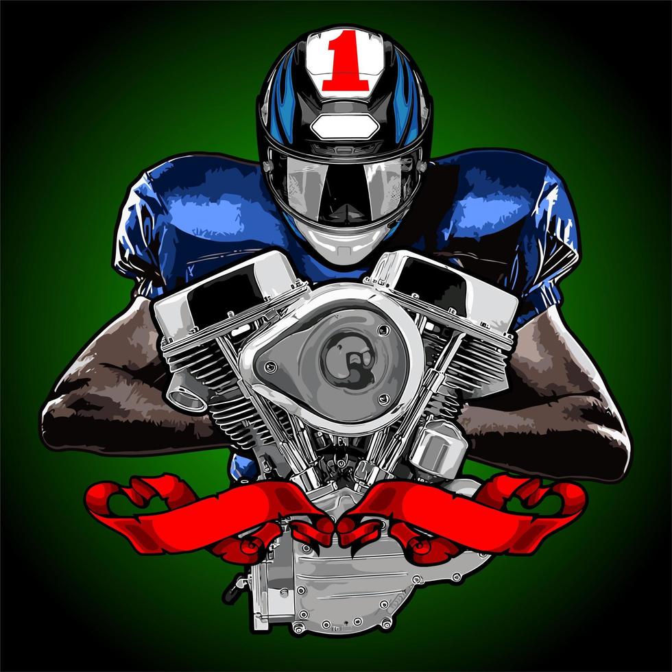 american football player with v twin engine vector