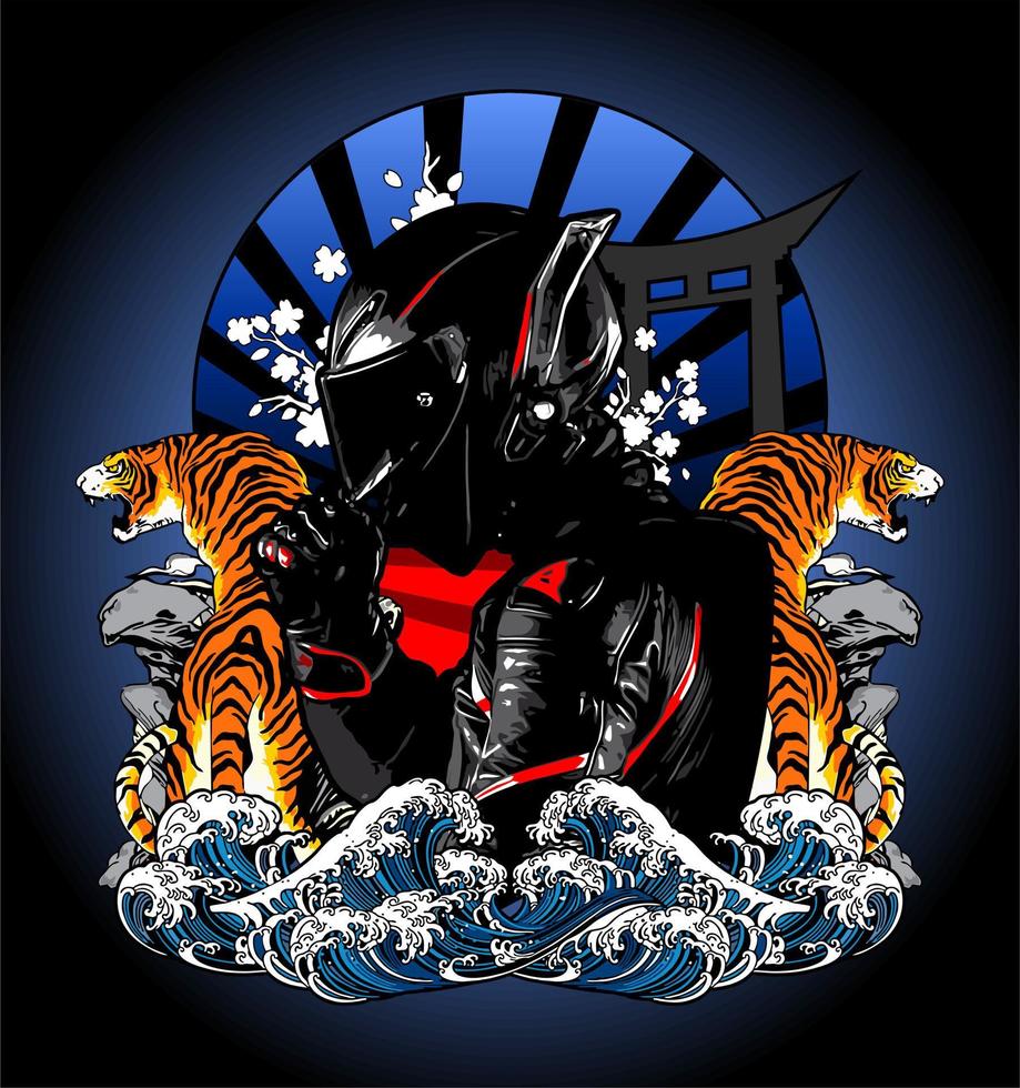 biker and tiger vector template