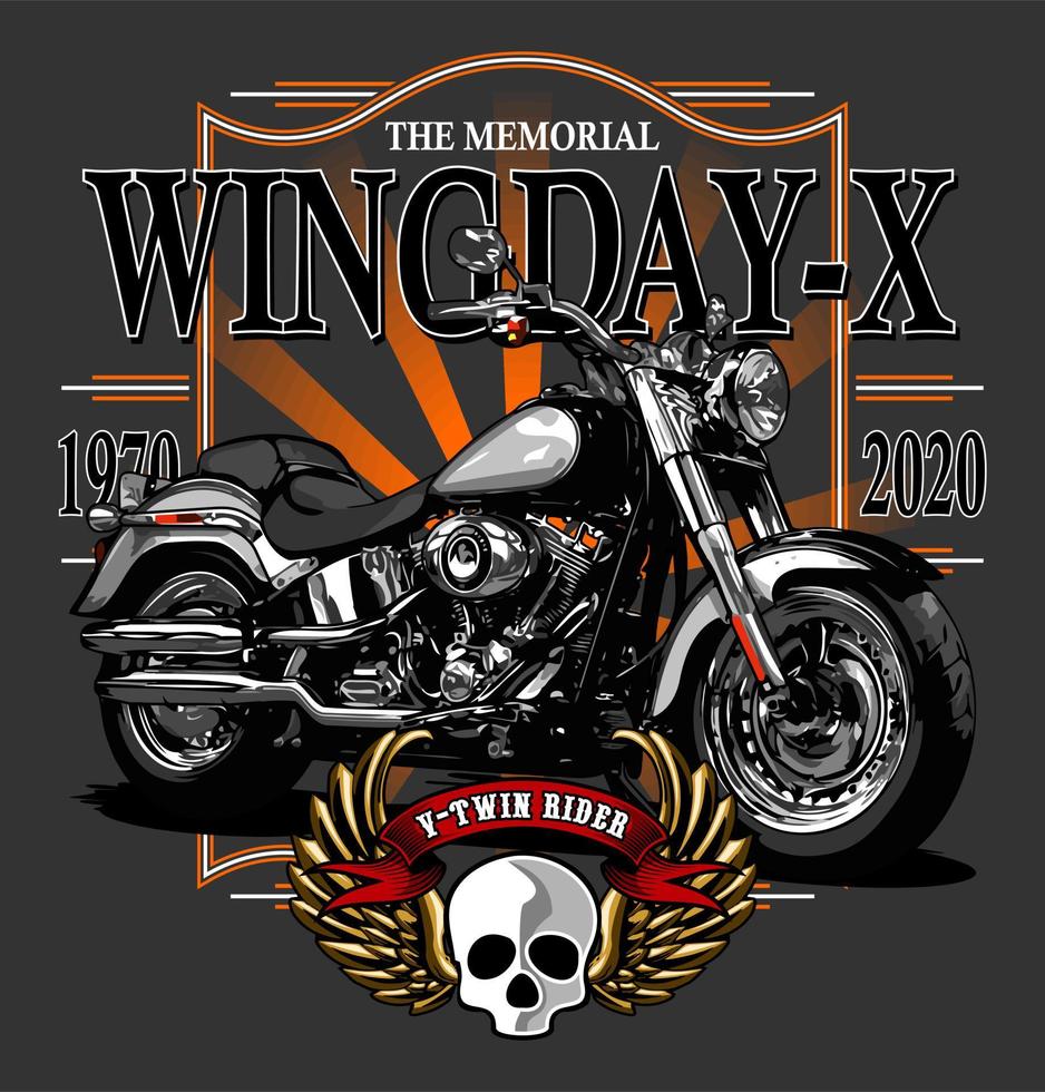 motorcycle and wing day pin vector