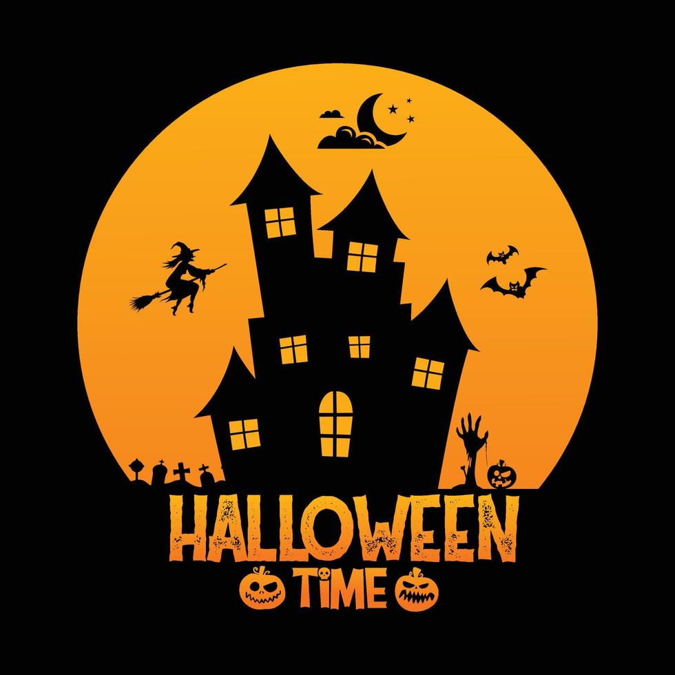 Halloween Time  Background with Pumpkin vector T-shirt Design