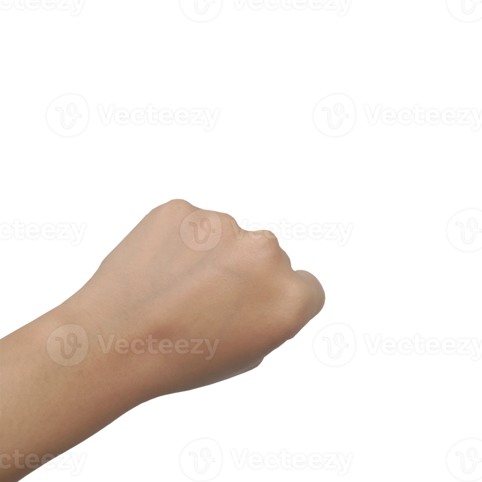 close-up Aziatische vrouwelijke hand toont wurggreep, arm en hand geïsoleerd op een witte achtergrond png