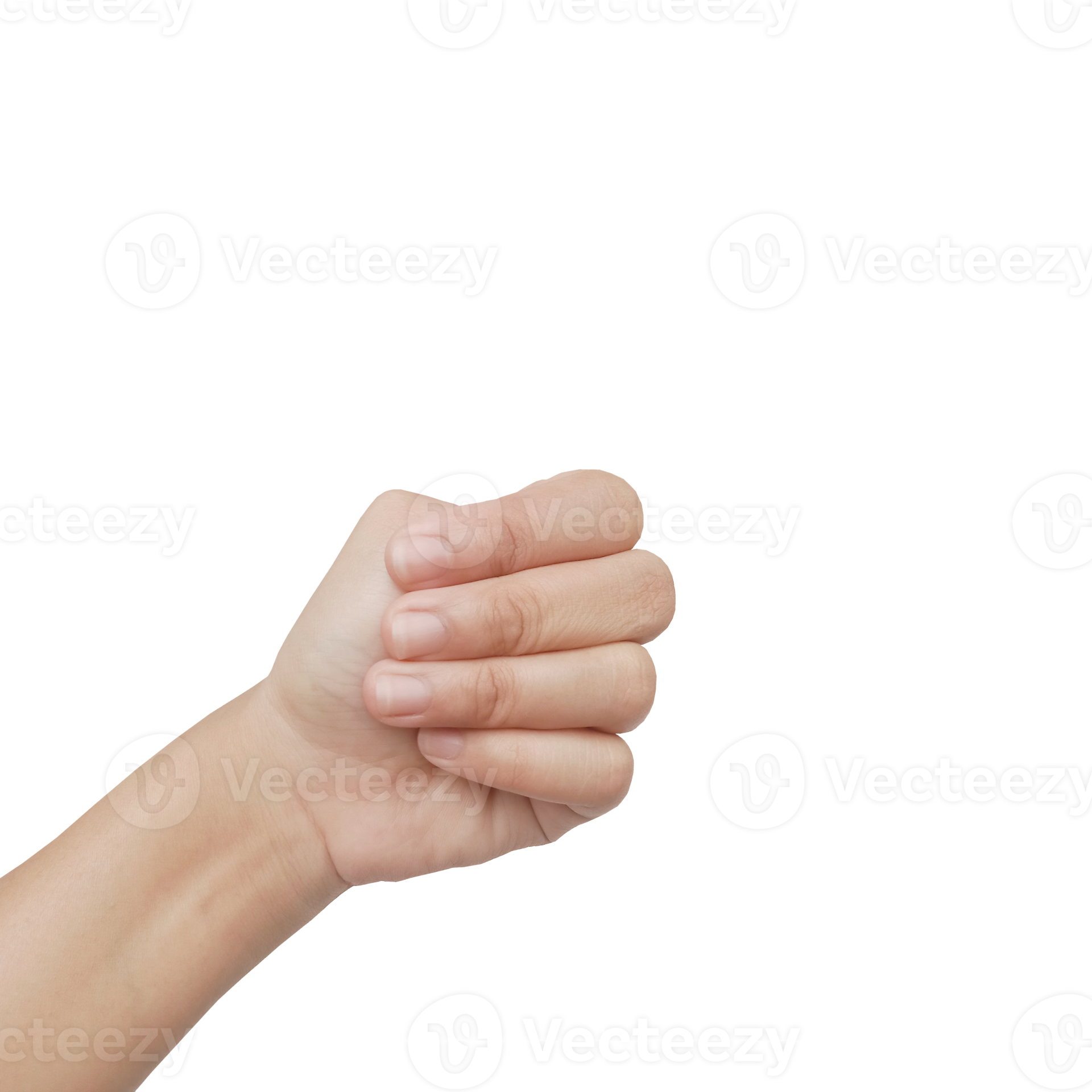 Close up Asian female hand show stranglehold, arm and hand isolated on