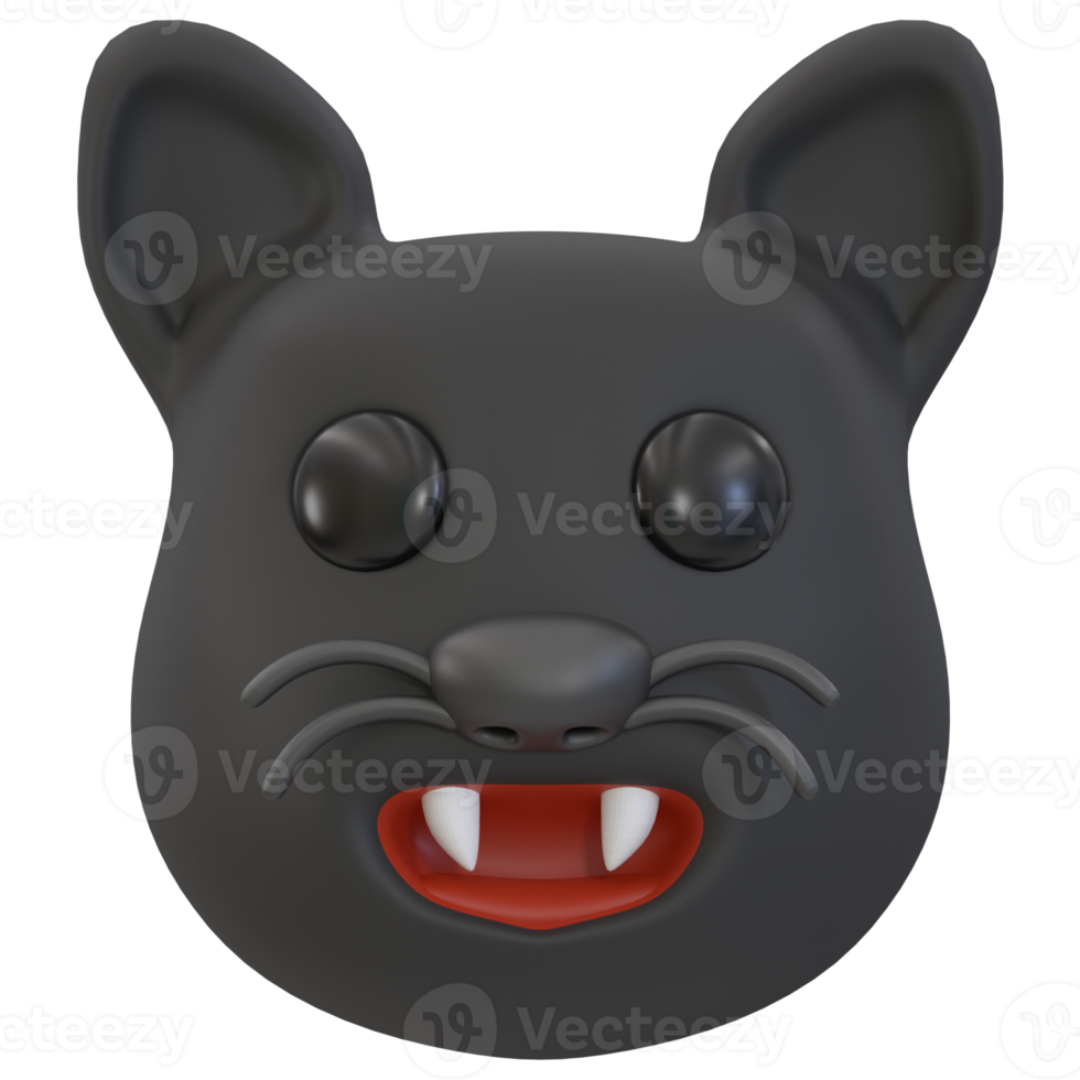 3d renderizado icono de halloween - gato negro png