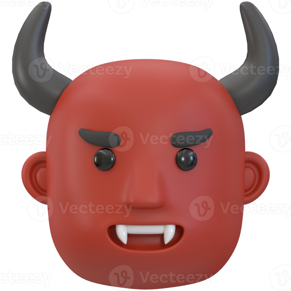 ícone de halloween de renderização 3D - diabo de cabeça png