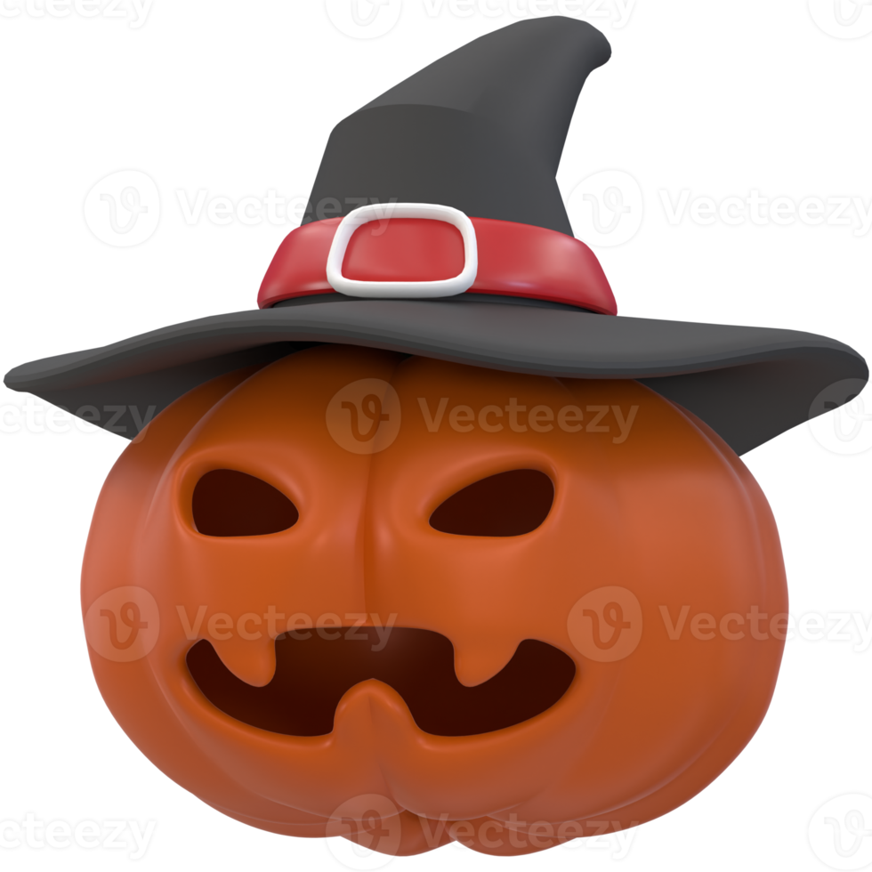 3d renderen halloween icoon - pompoen met tovenaars hoed png