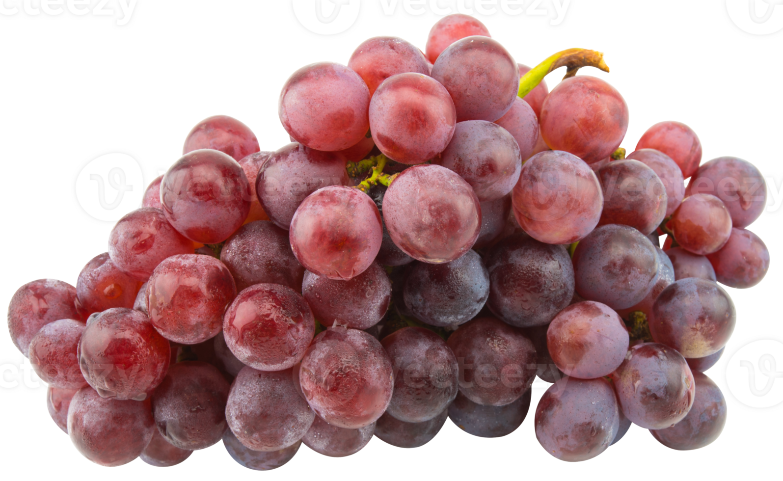 Ripe red wet grape isolated. png