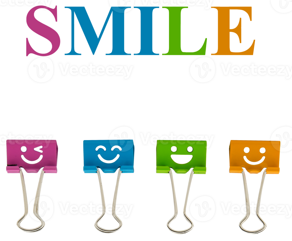 Smile multicolored paper clips isolate png