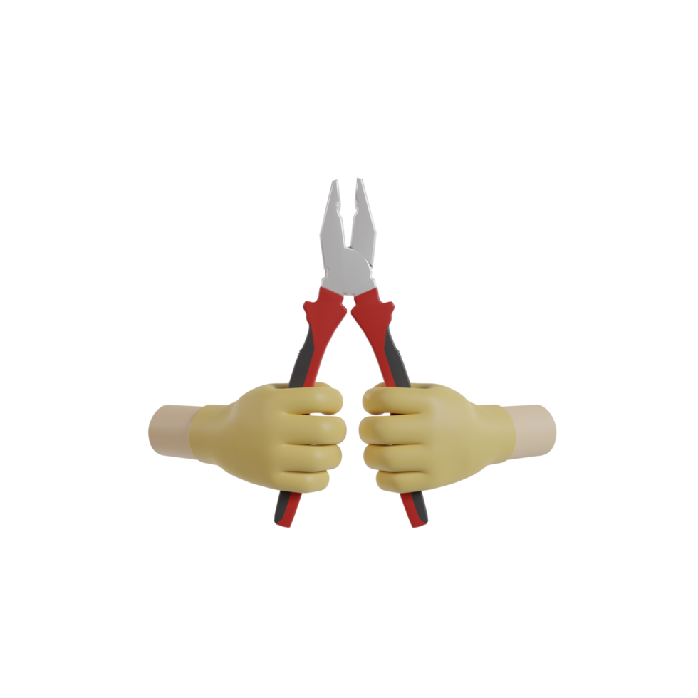 3D Isolated Hand Holding Tools png