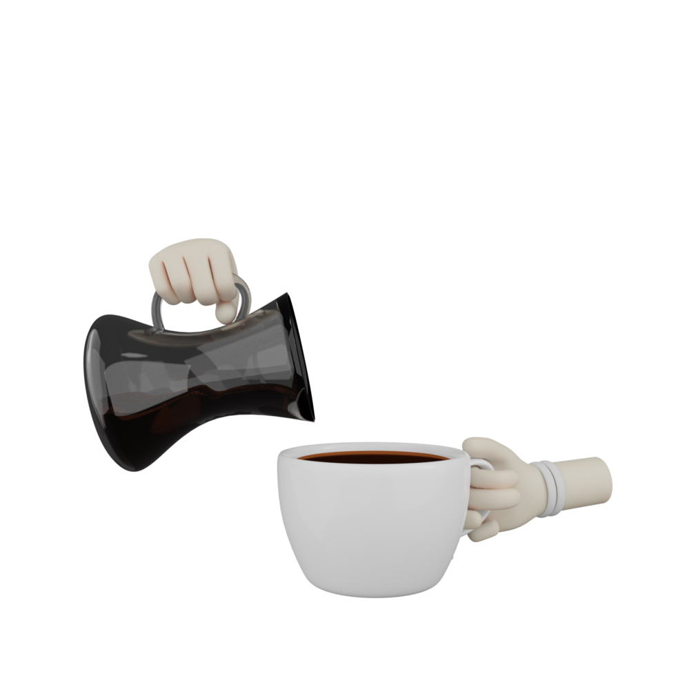 3D Isolated Hand With Coffee png