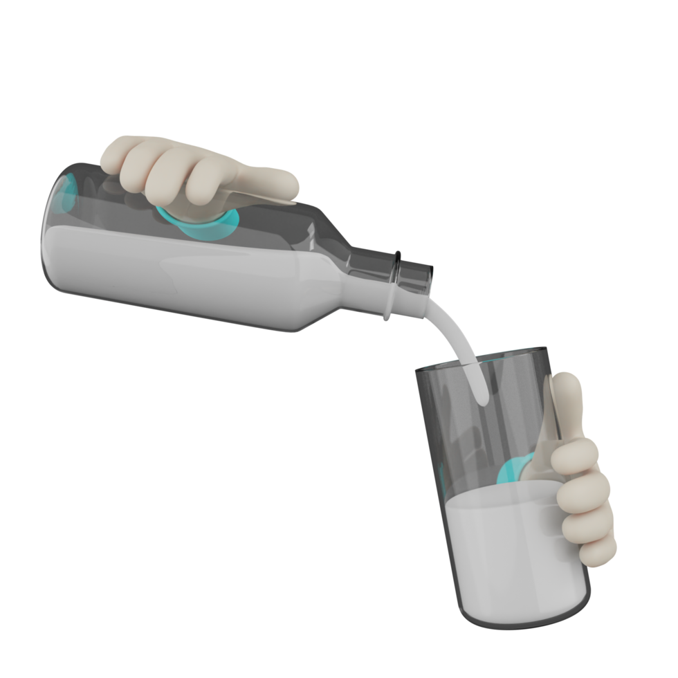 3D Isolated Hand with Milk png