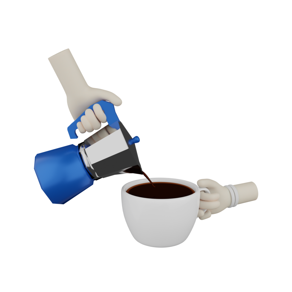 3D Isolated Hand With Coffee png