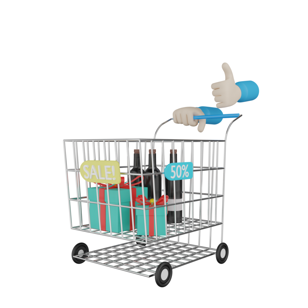 3D Isolated Shopping Hand png