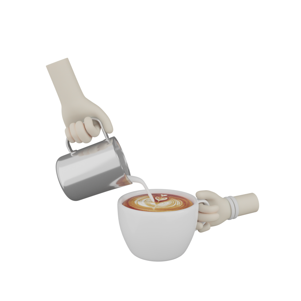3D Isolated Hand With Coffee png