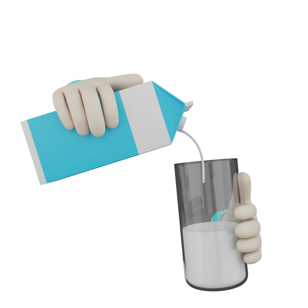 3d mano aislada con leche png