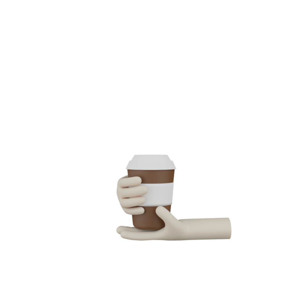 3D Isolated Hand With Coffee png