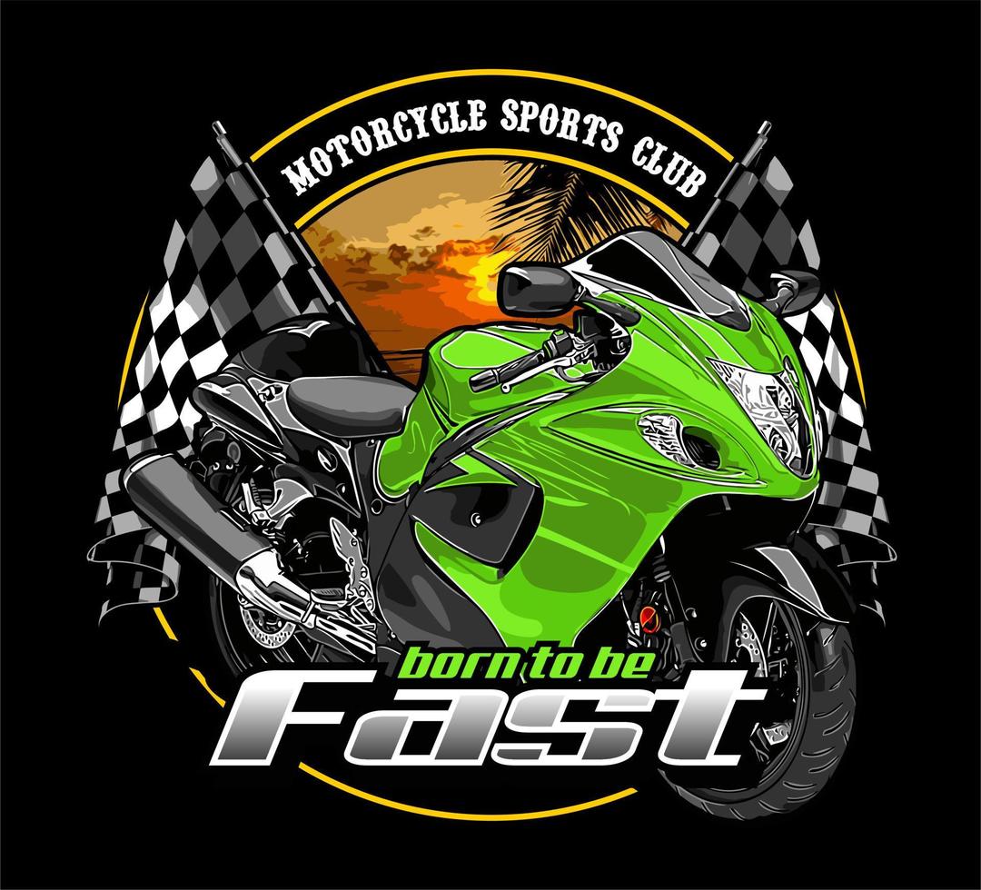 racing flag and motorcycle vector