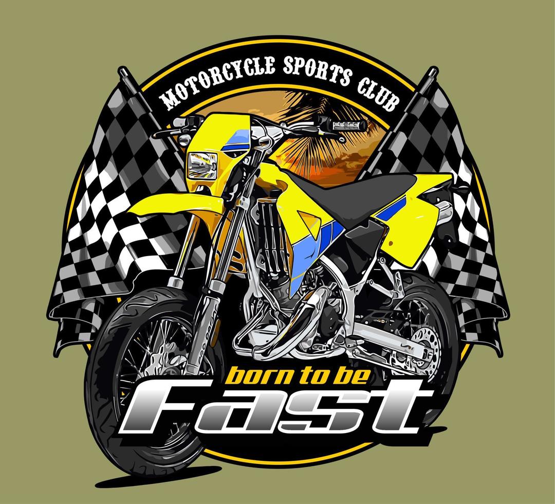 yellow dirt bike vector