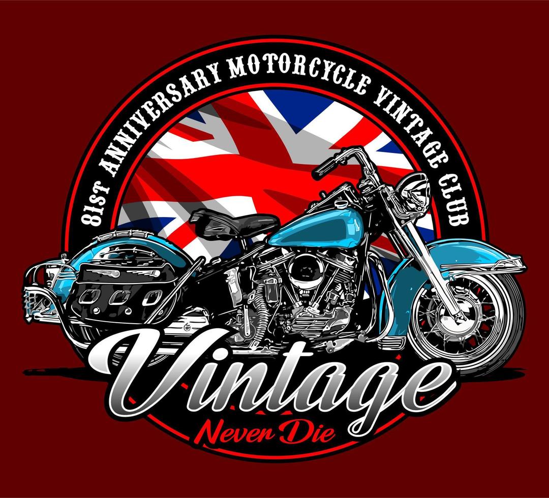 classic motorcycle with flag vector
