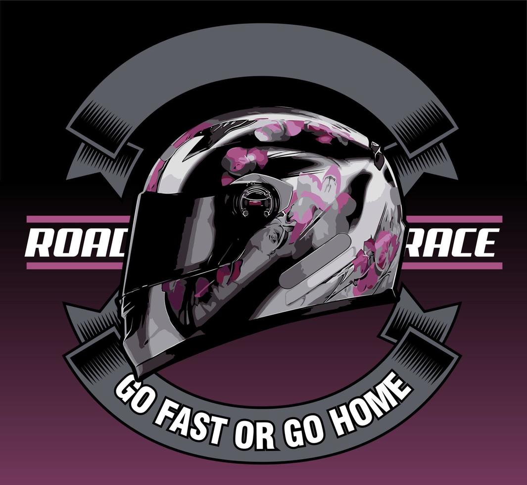 motorcycle helmet and ribbon vector