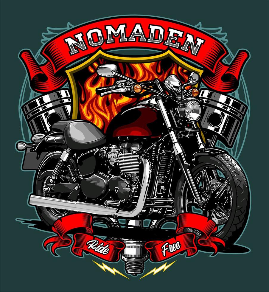 red tank motorcycle vector