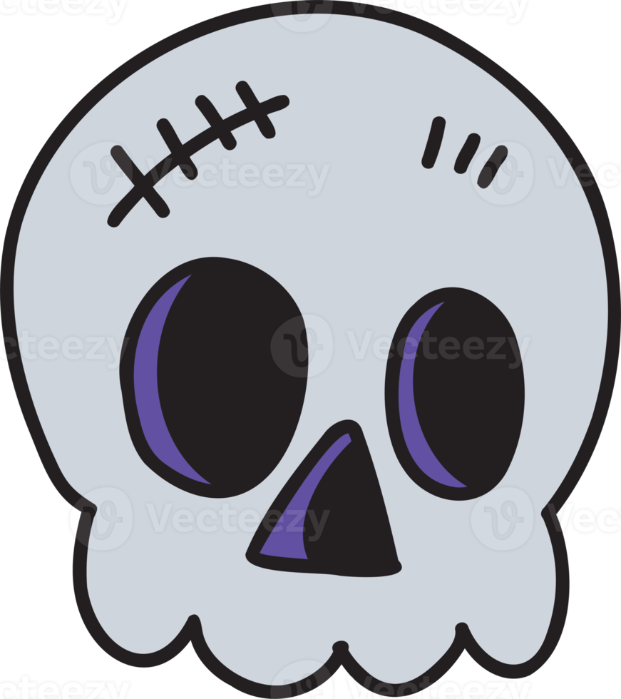 Hand Drawn cute skull illustration on transparent background png