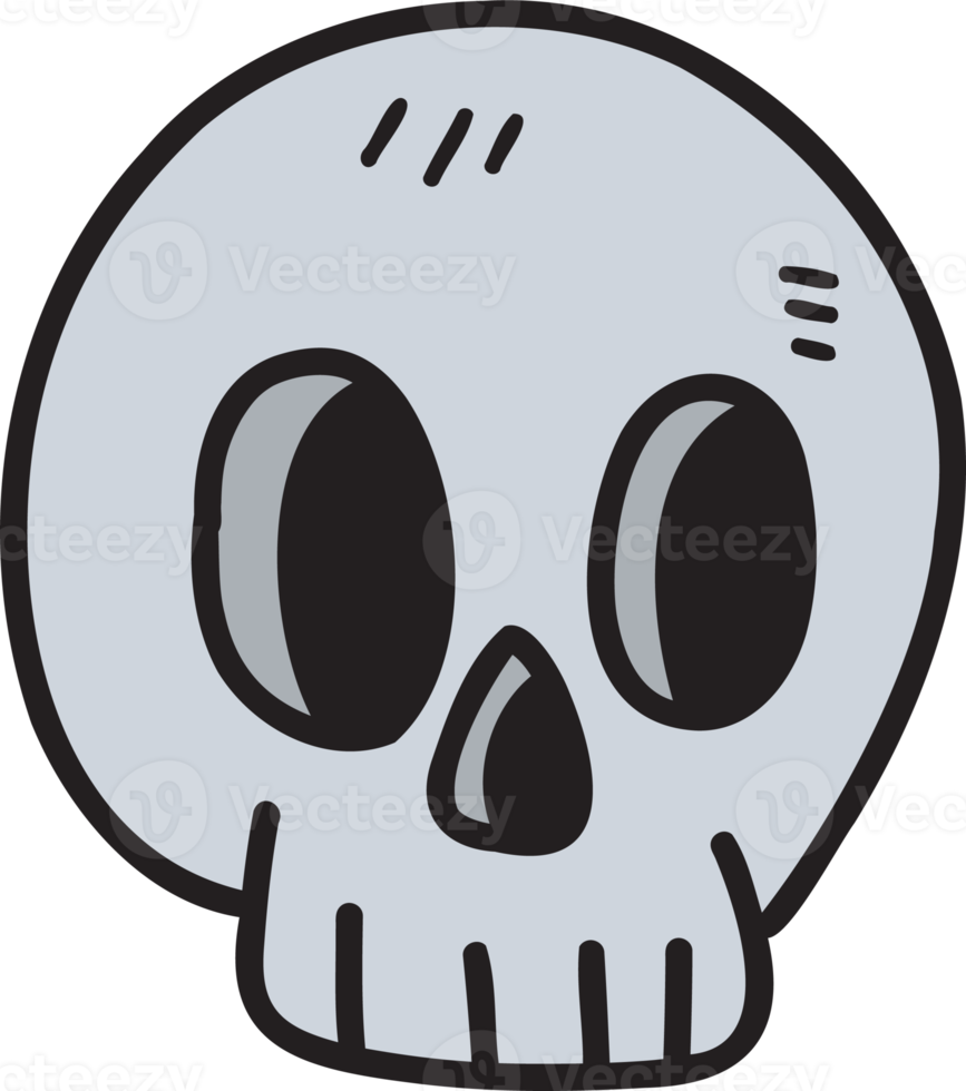 Hand Drawn cute skull illustration on transparent background png