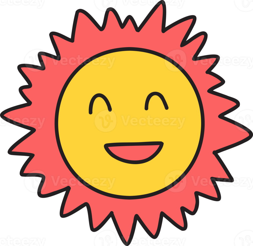 Hand Drawn the sun is smiling illustration on transparent background png