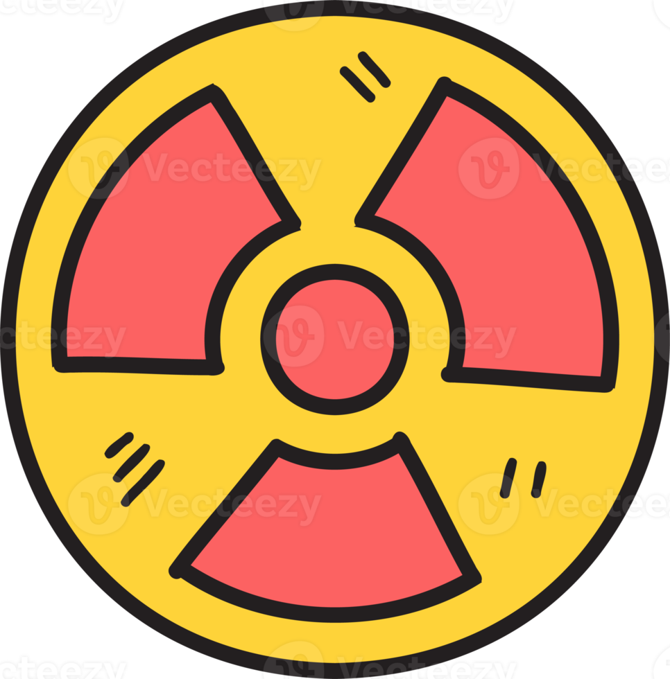 Hand Drawn radioactive symbol illustration on transparent background