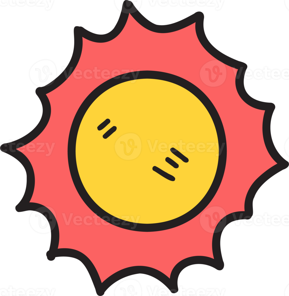 Hand Drawn cute sun illustration on transparent background png