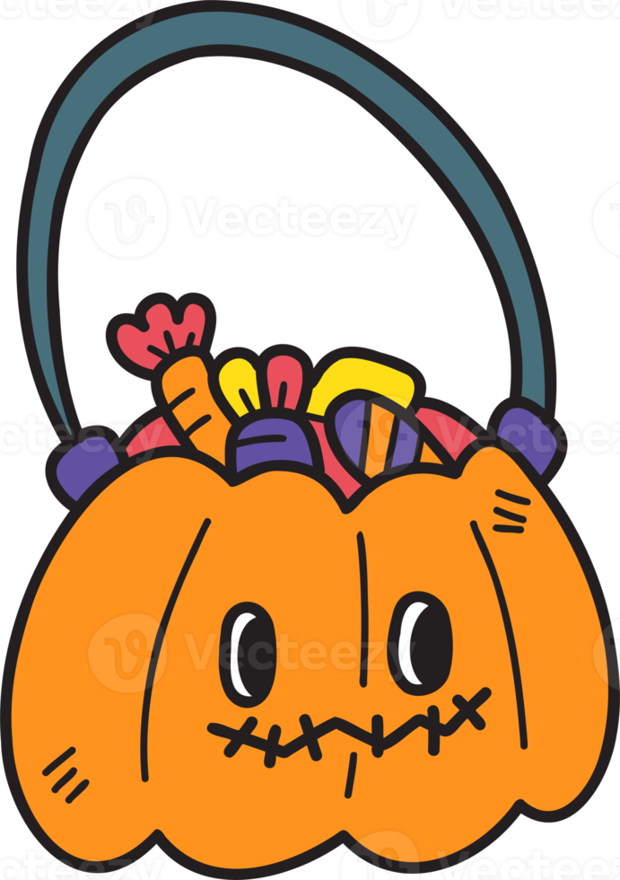 Hand Drawn halloween pumpkin illustration on transparent background png
