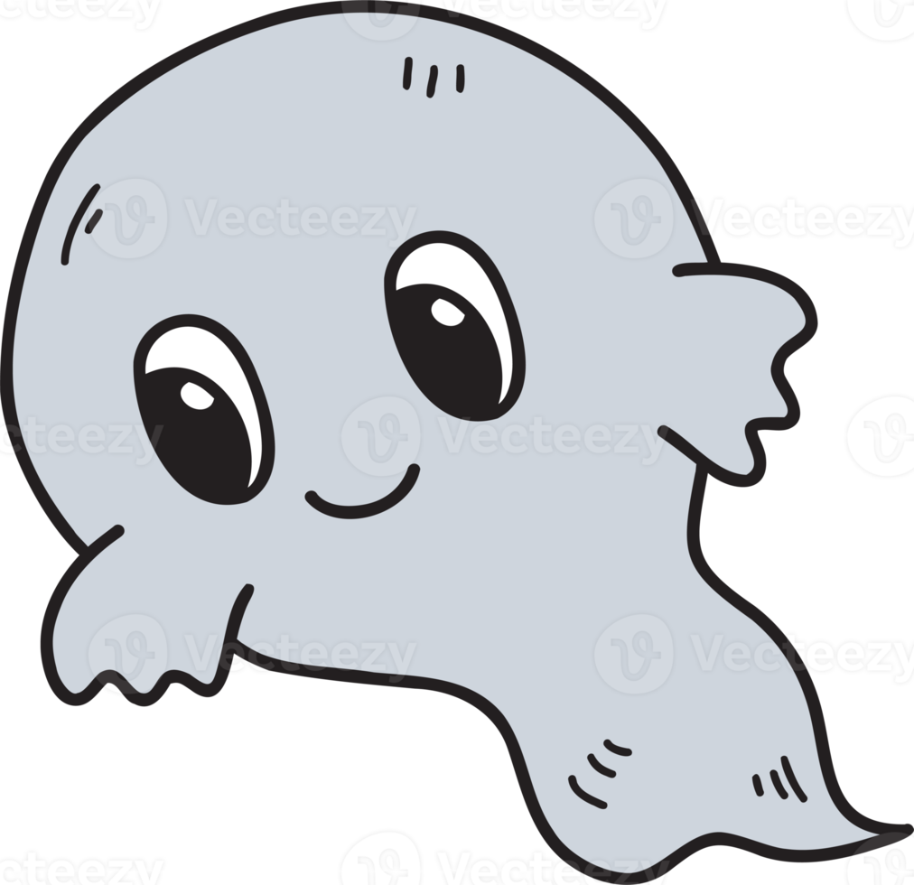 ilustração de halloween fantasma bonito desenhada à mão em fundo transparente png