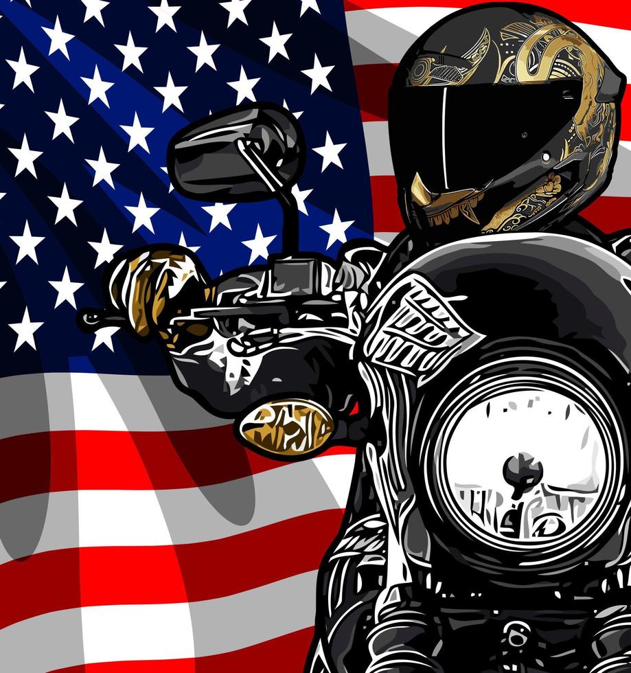 motorcycle front view and flag vector