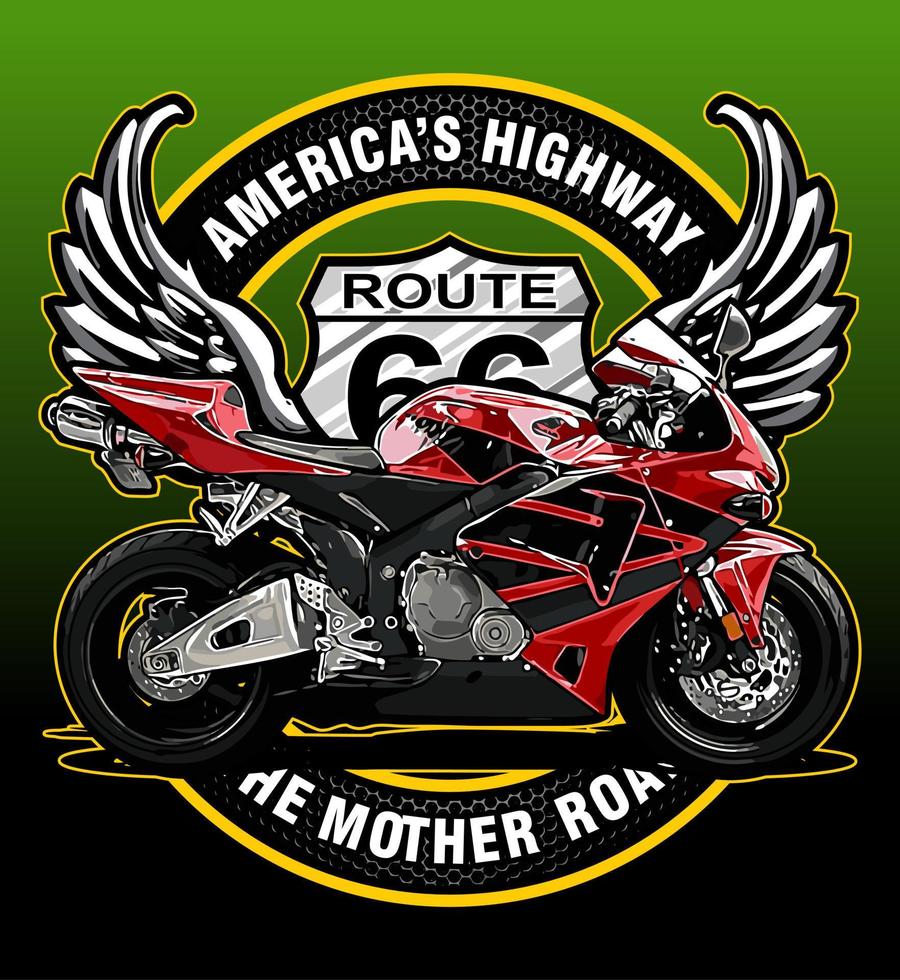 sport motorbike with wings vector