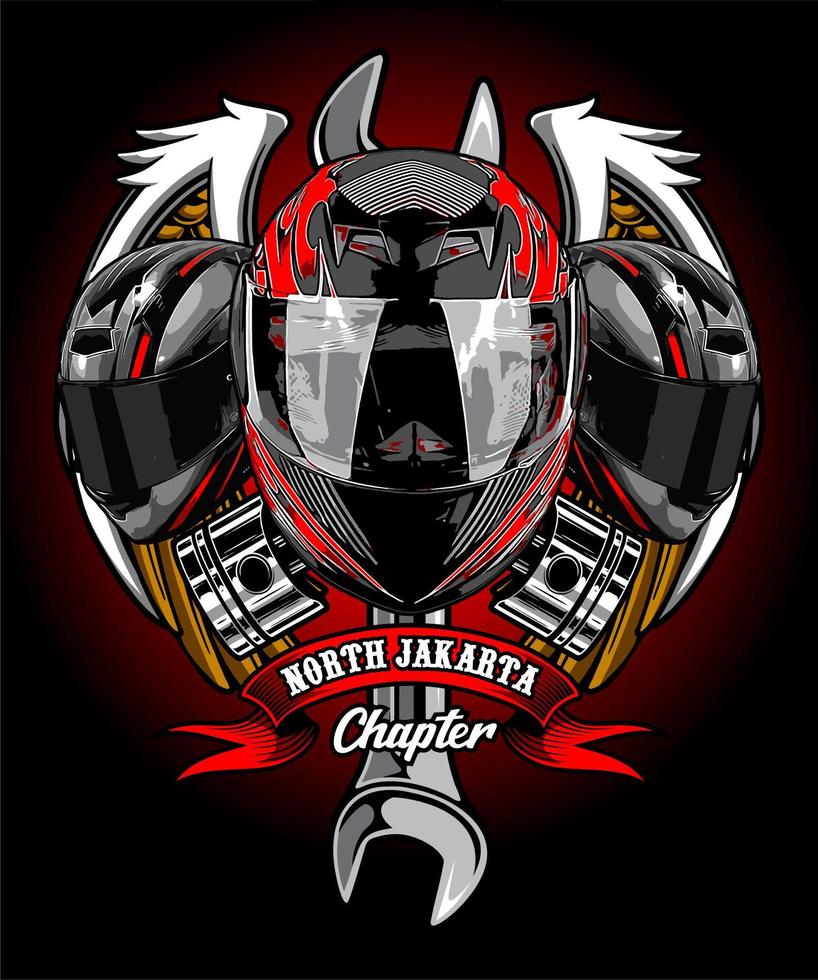helmet with wrench and wings vector