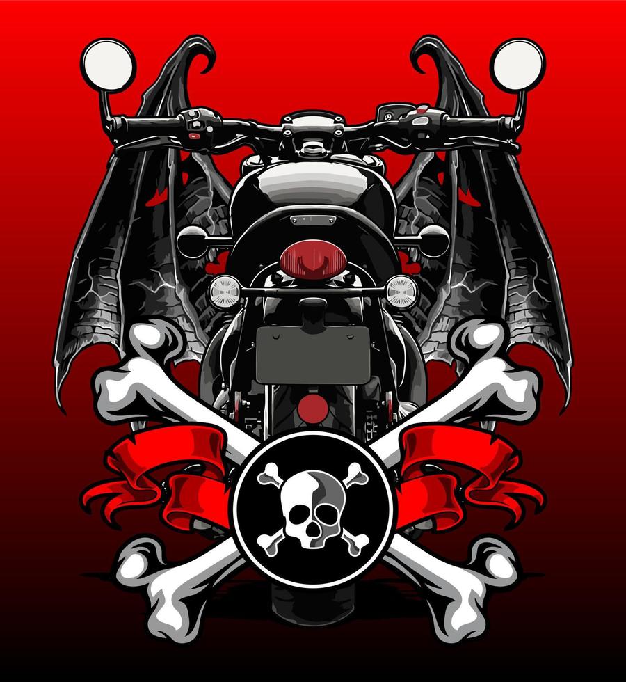 black motorcycle rear view vector
