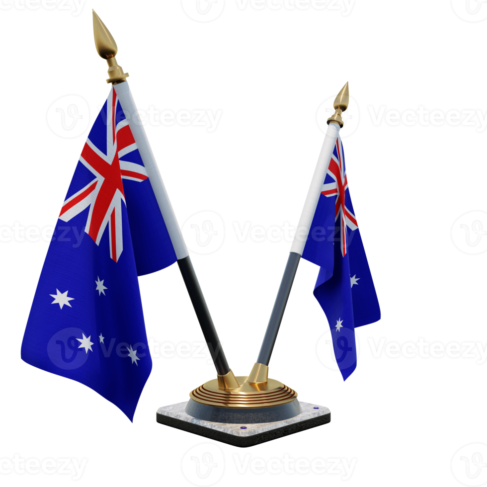 Australia 3d illustration Double V Desk Flag Stand png