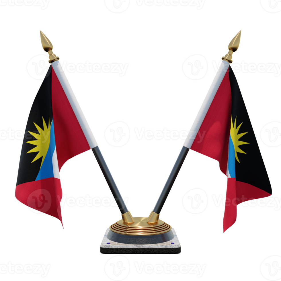 antigua en Barbuda 3d illustratie dubbele v bureau vlag staan png