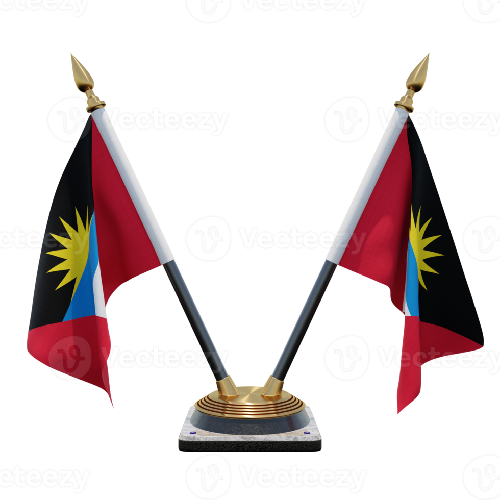 soporte de bandera de escritorio doble v de ilustración 3d de antigua y barbuda png