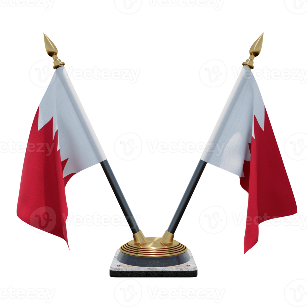 bahreïn 3d illustration double v bureau porte-drapeau png