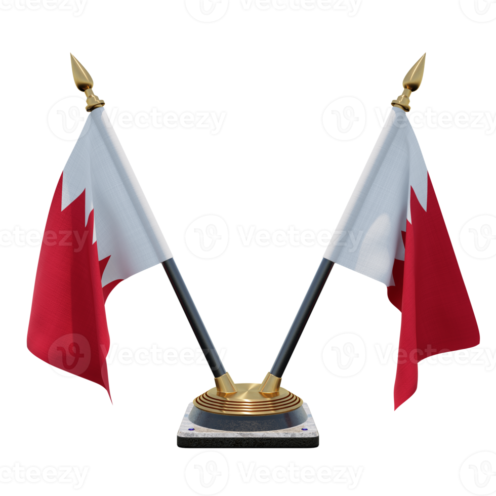 Bahrain 3d illustration Double V Desk Flag Stand png